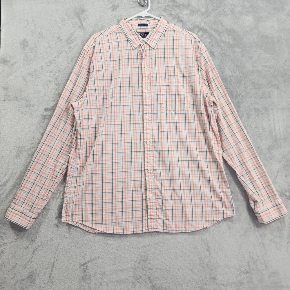 Rye By Hawker Rye Shirt Men XL TALL Orange Plaid Regular Button Down Long Sleeve